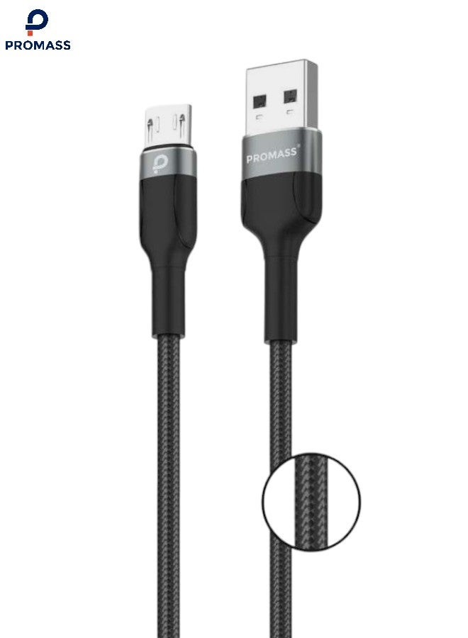 بروماس كيبل شاحن USB A الى مايكرو أصلي و بجودة عالية 1 متر, متوافق مع اجهزة الاندرويد و ايضاً يدعم شحن يد سوني 4 - Image 1