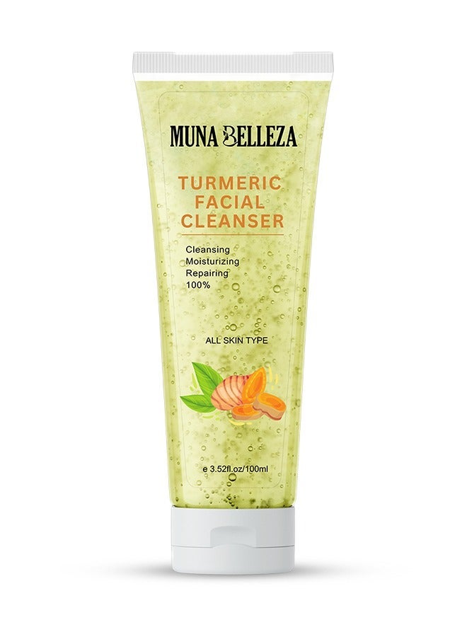 Muna Belleza Turmeric Facial Cleanser - Gentle, Moisturizing, and Repairing with Natural Ingredients, Face Wash for All Skin Types, 100mlBundle - Image 2