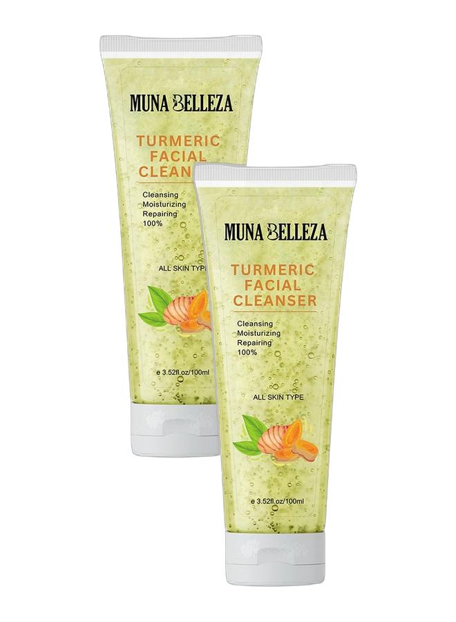 Muna Belleza Turmeric Facial Cleanser - Gentle, Moisturizing, and Repairing with Natural Ingredients, Face Wash for All Skin Types, 100mlBundle - Image 1
