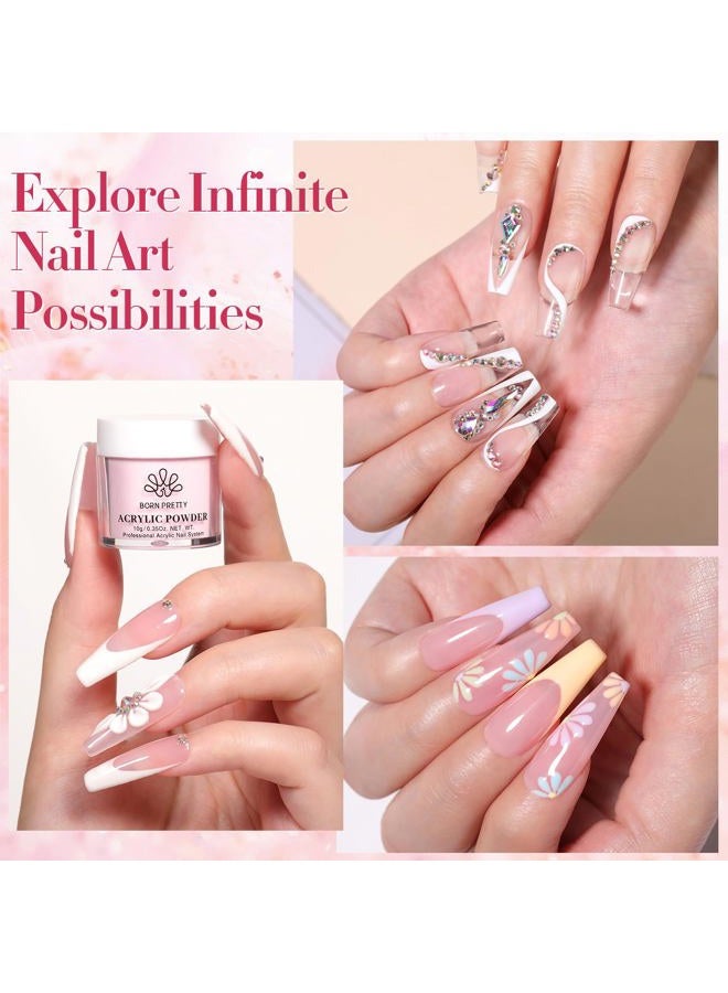 BORN PRETTY Acrylic Nail Kit - Acrylic Powder (Clear, White, Pink) & Liquid Set with Nail Forms, Brush Pen, File & Glass Container - Beginner Friendly - Image 3