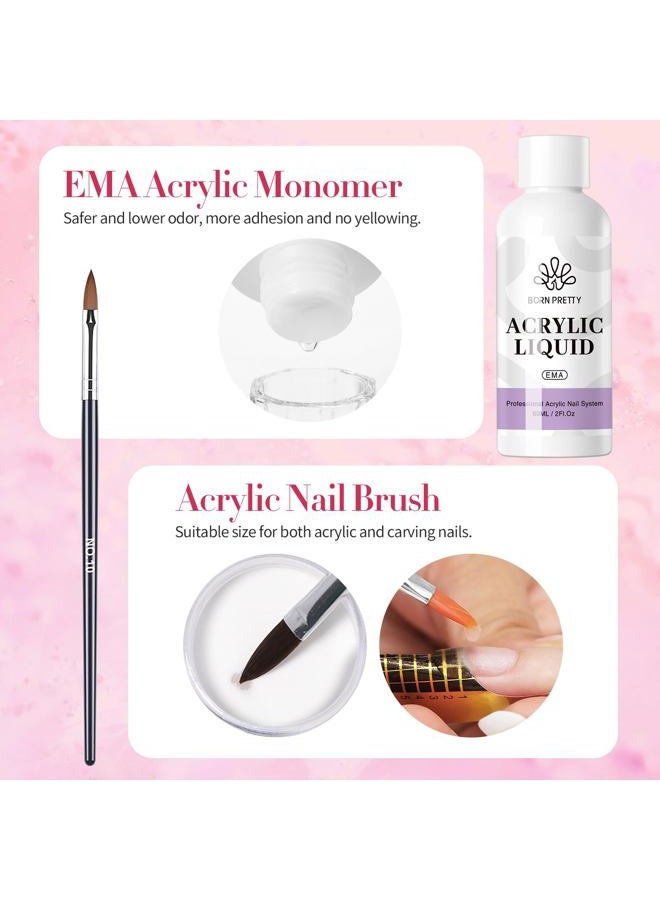 BORN PRETTY Acrylic Nail Kit - Acrylic Powder (Clear, White, Pink) & Liquid Set with Nail Forms, Brush Pen, File & Glass Container - Beginner Friendly - Image 5