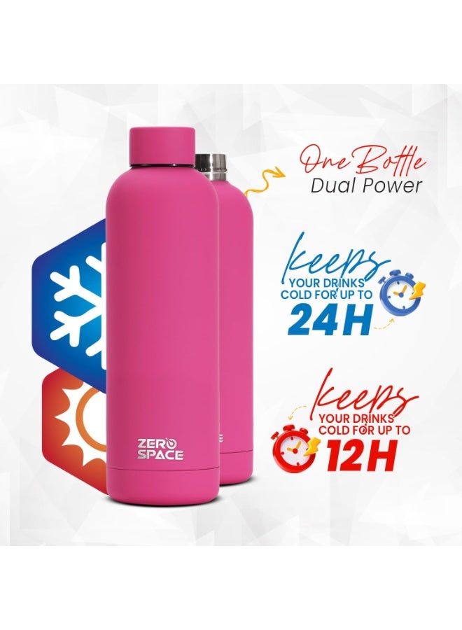 ZeroSpace Stainless Steel Water Bottle, 750ml Insulated Water Bottle for Kids School, Double Wall Water Thermos Flask for Hot & Cold Drinks, Sports Hot Water Bottle (Dark Pink) - Image 5