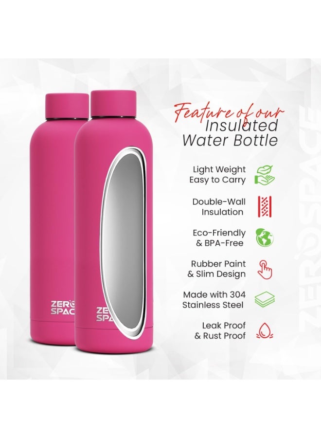 ZeroSpace Stainless Steel Water Bottle, 750ml Insulated Water Bottle for Kids School, Double Wall Water Thermos Flask for Hot & Cold Drinks, Sports Hot Water Bottle (Dark Pink) - Image 4