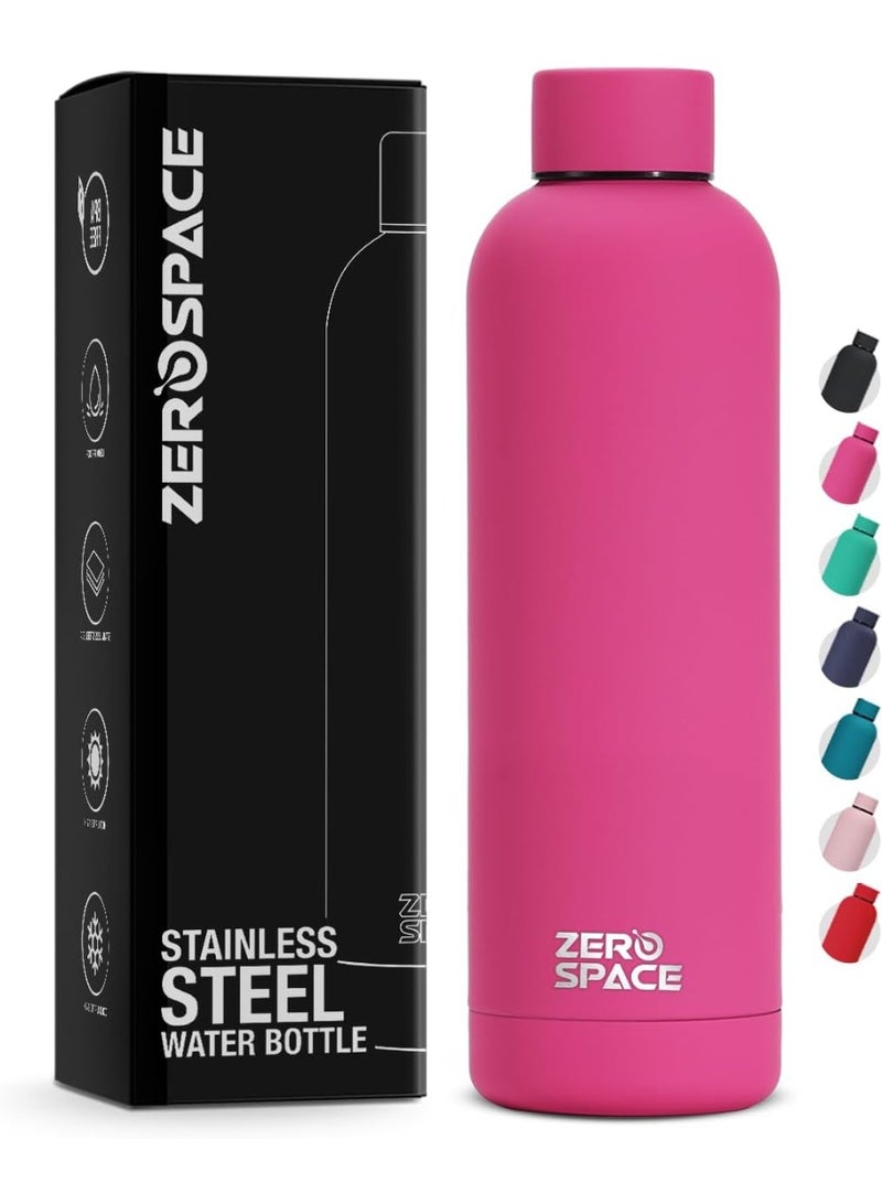 ZeroSpace Stainless Steel Water Bottle, 750ml Insulated Water Bottle for Kids School, Double Wall Water Thermos Flask for Hot & Cold Drinks, Sports Hot Water Bottle (Dark Pink) - Image 1