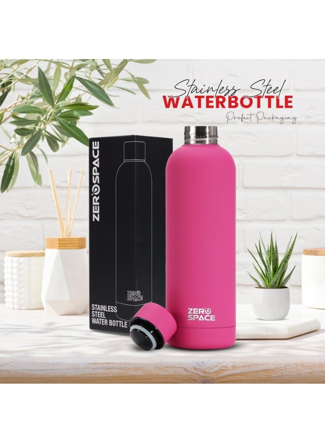 ZeroSpace Stainless Steel Water Bottle, 750ml Insulated Water Bottle for Kids School, Double Wall Water Thermos Flask for Hot & Cold Drinks, Sports Hot Water Bottle (Dark Pink) - Image 2