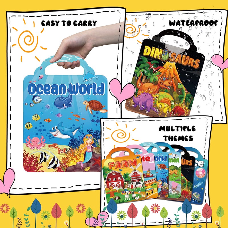 Kalysky 6Set Puffy Sticker Books for Kids 2-4, 3D Reusable Stickers Books for Toddlers 1-3 2-4,Farm+Animal+Dinosaurs+Ocean World+Space+Vehicle - Image 4