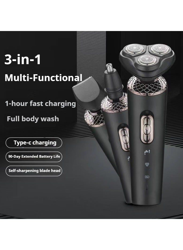 URINGO 3-in-1 Men's Electric Hair and Beard Trimmer, Low Noise, Detachable Cleaning Head, USB Rechargeable, Suitable for Trimming Facial Hair, Sideburns, Nose Hair, etc. - Image 2