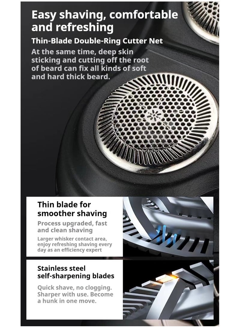 URINGO 3-in-1 Men's Electric Hair and Beard Trimmer, Low Noise, Detachable Cleaning Head, USB Rechargeable, Suitable for Trimming Facial Hair, Sideburns, Nose Hair, etc. - Image 4