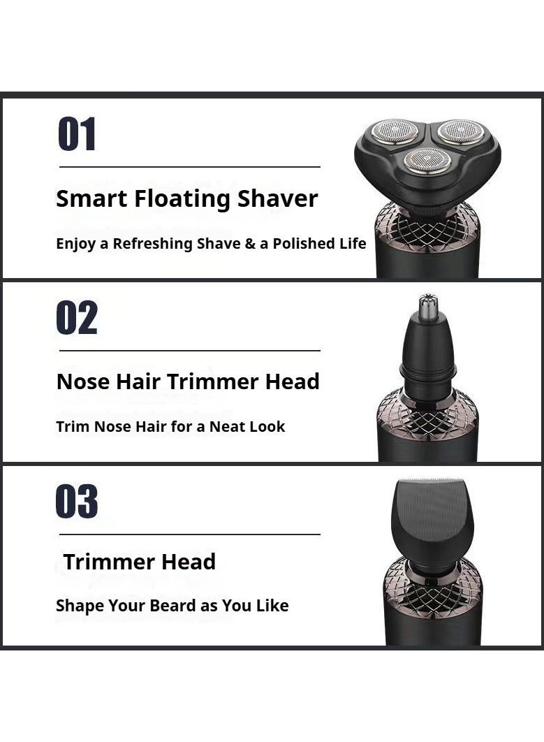 URINGO 3-in-1 Men's Electric Hair and Beard Trimmer, Low Noise, Detachable Cleaning Head, USB Rechargeable, Suitable for Trimming Facial Hair, Sideburns, Nose Hair, etc. - Image 5