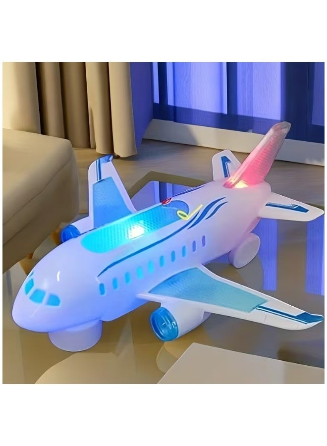 DAT Airbus A380 Toy Airplane with Flashing Lights & Music, Universal Driving, 23cm White/Blue, for Kids Indoor Play - Image 5