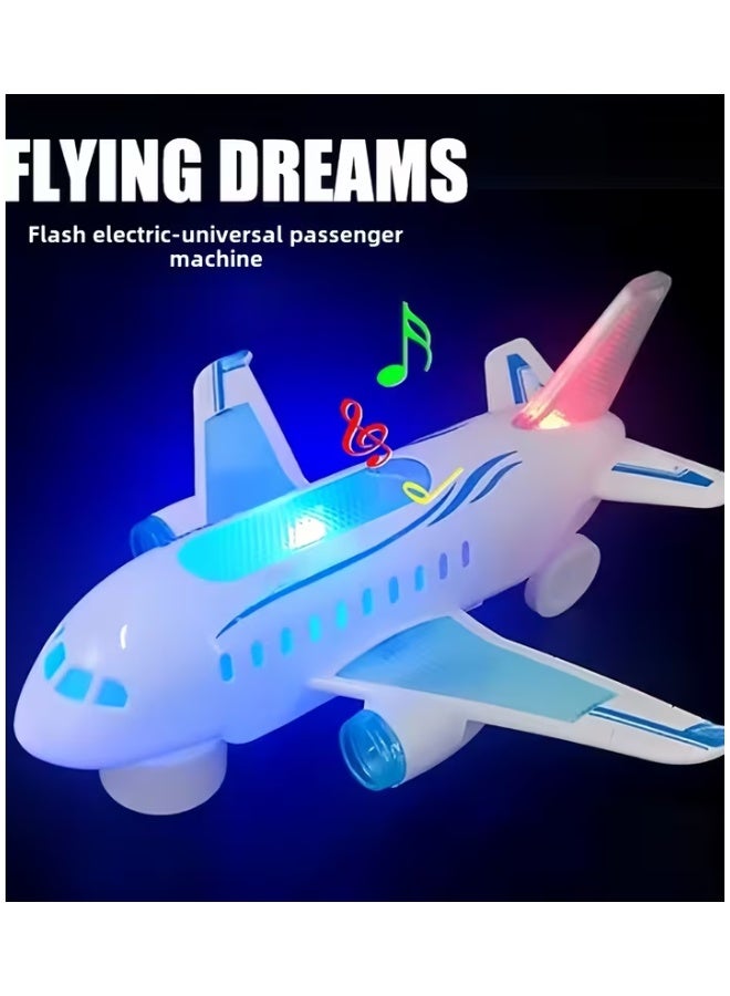 DAT Airbus A380 Toy Airplane with Flashing Lights & Music, Universal Driving, 23cm White/Blue, for Kids Indoor Play - Image 3