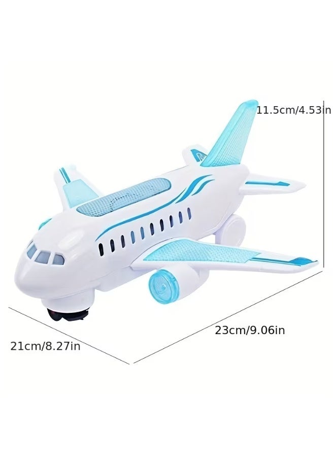 DAT Airbus A380 Toy Airplane with Flashing Lights & Music, Universal Driving, 23cm White/Blue, for Kids Indoor Play - Image 2