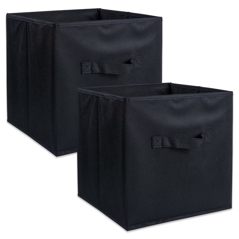 DII Non Woven Fabric Storage Bin Collection Collapsible Organizer Cube, Small Set, 11x11x11", Black, 2 Count - Image 1