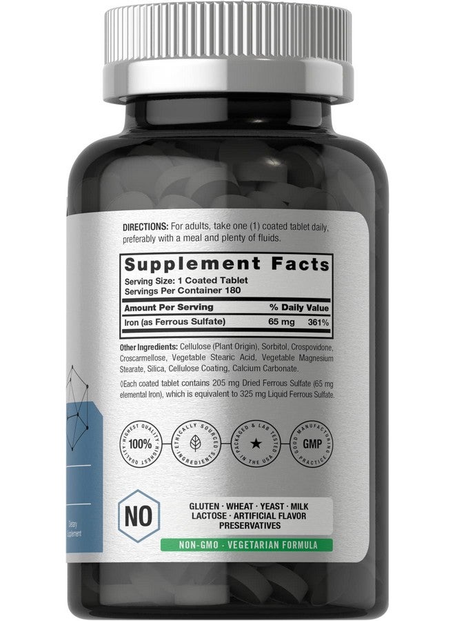 Horbäach Iron Ferrous Sulfate 325mg | 180 Count | Vegetarian, Non-GMO & Gluten Free Dietary Supplement - Image 2