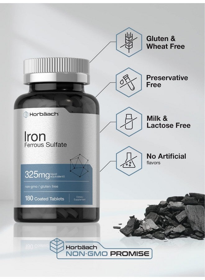 Horbäach Iron Ferrous Sulfate 325mg | 180 Count | Vegetarian, Non-GMO & Gluten Free Dietary Supplement - Image 4