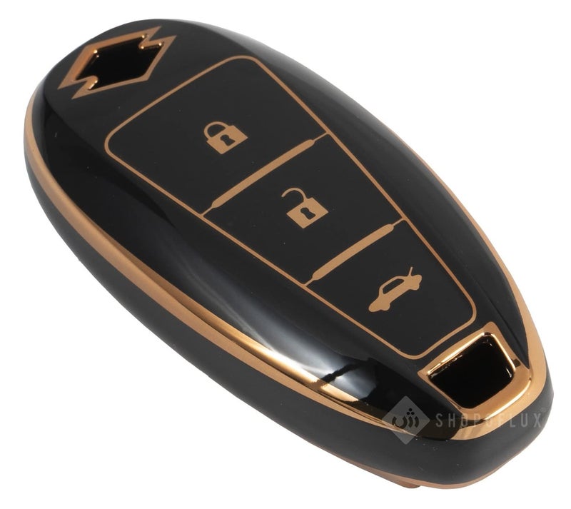 Shopoflux® TPU Key Cover Compatible with Baleno, Breeza, S Cross, Ciaz, Swift 3 Button Smart Key (Black) - Image 1