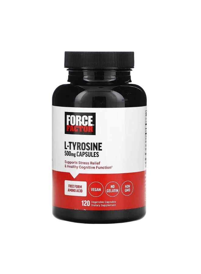 Force Factor L Tyrosine 500 mg 120 Vegetable Capsules 250 mg per Capsule - Image 1