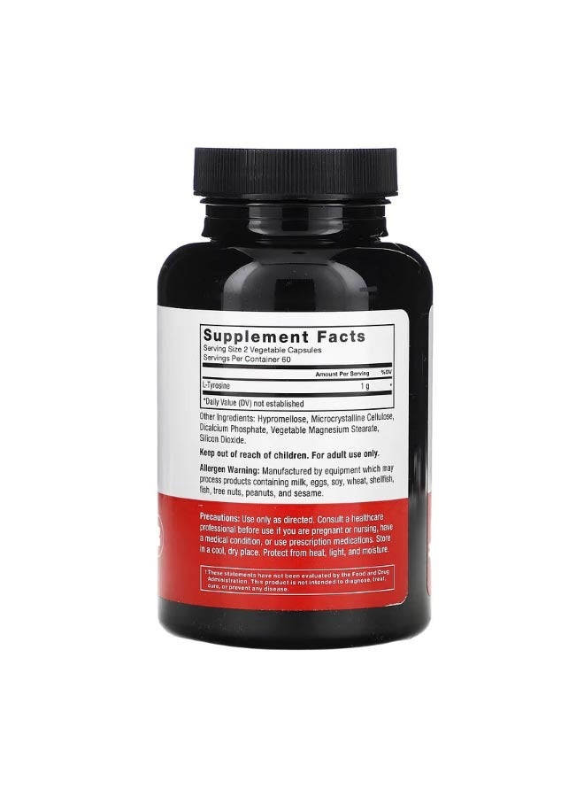 Force Factor L Tyrosine 500 mg 120 Vegetable Capsules 250 mg per Capsule - Image 2