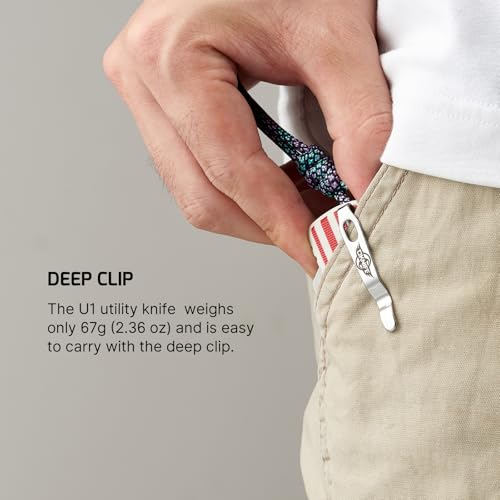 OKNIFE Otacle U1 Folding Pocket Utility Knife, Quick Change Box Cutter with Rail Lock, EDC Razor Knife with Pocket Clip for Office, Factory (Stars&Stripes) - Image 5