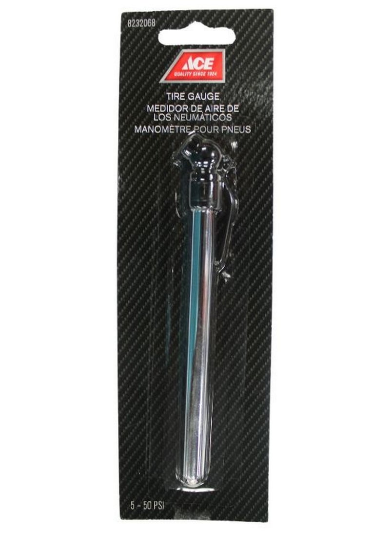 مقياس ضغط الإطارات من الألمنيوم والبلاستيك فضي 5 - 50 PSI