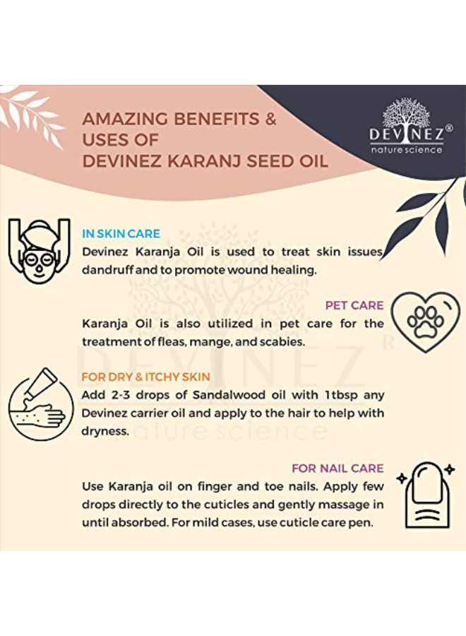 Devinez Karanj Seed/Karanja/Pongamia Seed Cold-Pressed Oil, 15Ml 100% Pure, Natural & Undiluted For Skin & Hair Care - Image 3