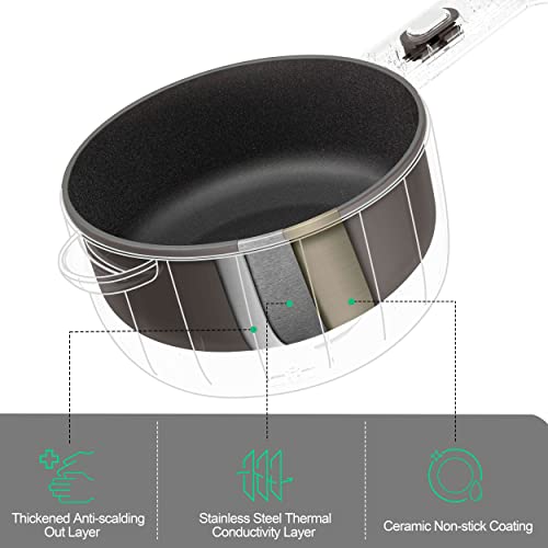 Dezin Electric Cooker, 2L Non-Stick Sauté Pan, Rapid Noodles Cooker, Mini Pot for Ramen with Power Adjustment, Dorm Room Essential - Image 2