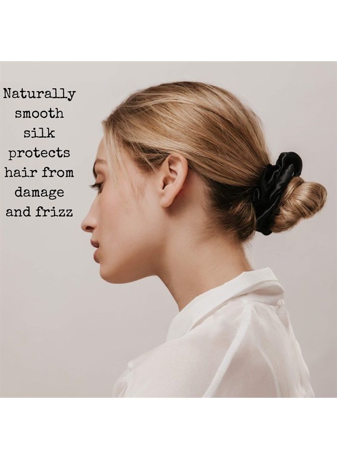 CELESTIAL SILK Mulberry Silk Scrunchies for Hair (Large, Black) - Image 5