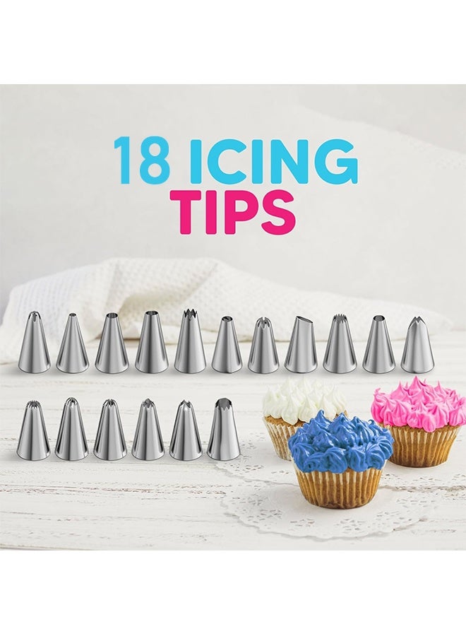 Ant 126Pcs Piping Bags and Tips Set, 11.8 inch 100pcs Anti Burst Piping Bags, 126 Pcs Cake Decorating Kit with 18 Piping Tips, 1 Reusable Pastry Bags, 3 Cake Scrapers, 2 Couplers, and 2 Icing Bags Ties - Image 3
