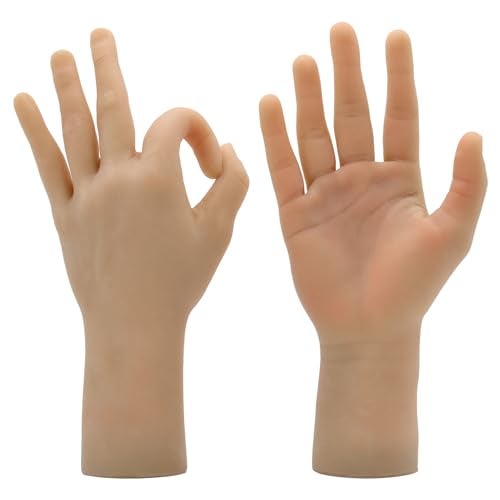 Daofolnt Realistic Silicone male Hand Model Fake Hand Flexible Finger Bendable Acrylic Nail Mannequin Hand for Jewelry Display Nail Art Practiceone pair - Image 1