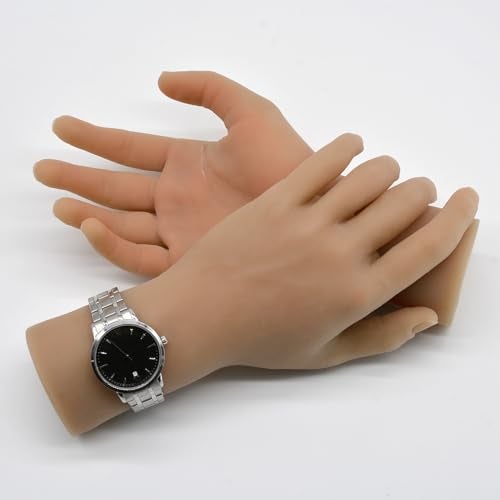 Daofolnt Realistic Silicone male Hand Model Fake Hand Flexible Finger Bendable Acrylic Nail Mannequin Hand for Jewelry Display Nail Art Practiceone pair - Image 3