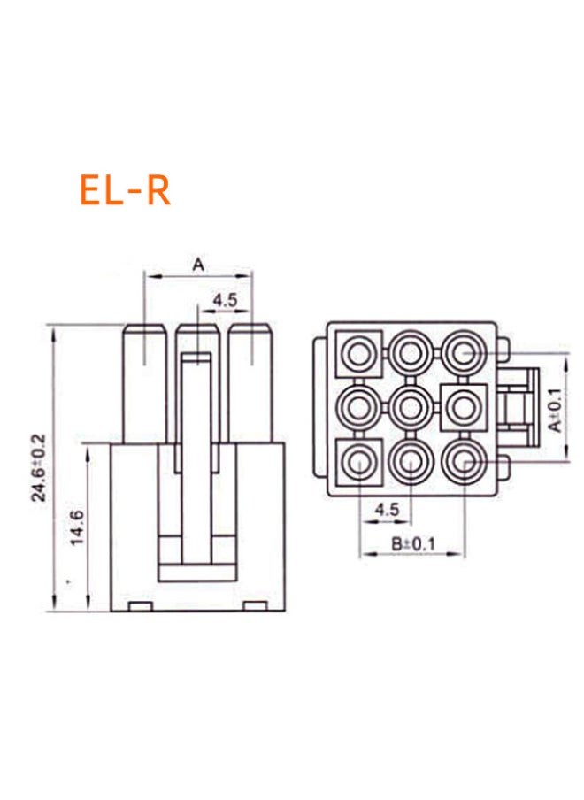 Generic - EL Oda Palace Male And Female Plug Connectors Air Docking Male And Female Rubber Shell Terminals 4.5mm Spacing 2P3P4P6P9-Colour:Female End (100 Pieces) - Image 1