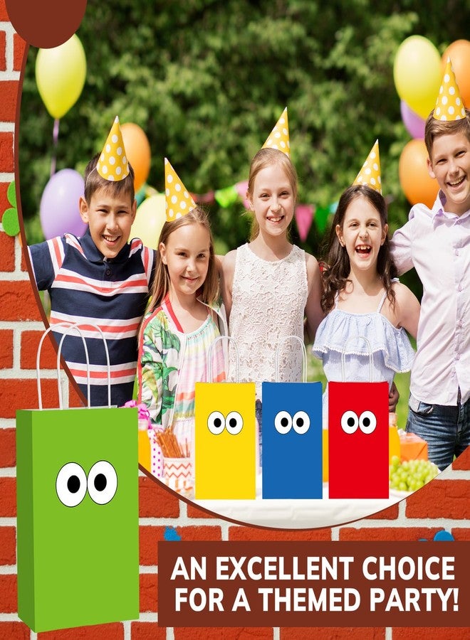 Epakh 24 Pcs Monster Cartoon Gift Bags with Handles Red Blue Yellow Green Monster Eyes Party Favors Candy Goodie Treat Bags for Birthday Party Supplies - Image 5