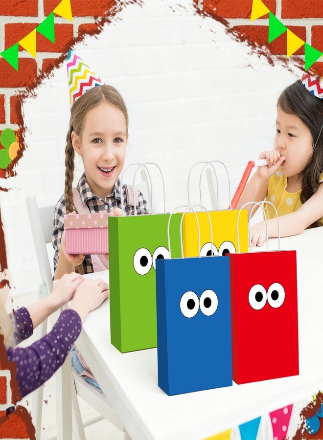 Epakh 24 Pcs Monster Cartoon Gift Bags with Handles Red Blue Yellow Green Monster Eyes Party Favors Candy Goodie Treat Bags for Birthday Party Supplies - Image 2