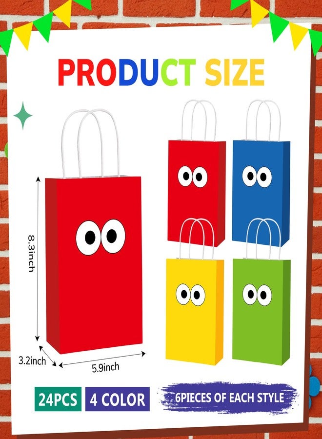 Epakh 24 Pcs Monster Cartoon Gift Bags with Handles Red Blue Yellow Green Monster Eyes Party Favors Candy Goodie Treat Bags for Birthday Party Supplies - Image 3