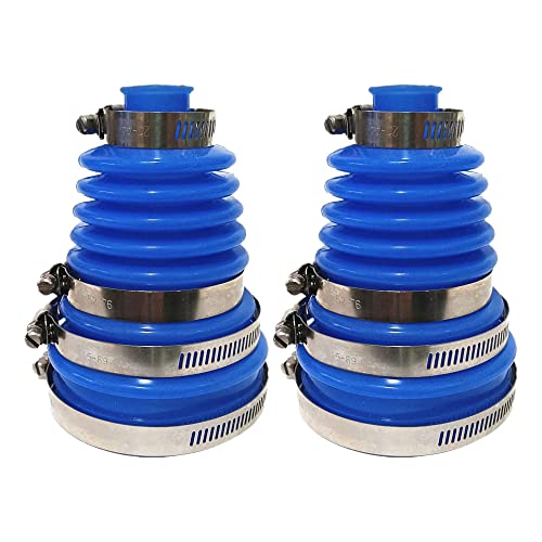 AotoKoop 5" (125 mm) Height Flexible Constant Velocity Joint Silicone Rubber CV Boot Replacement Cover, Blue-2 Set with 8 Pcs Clamps - Image 1