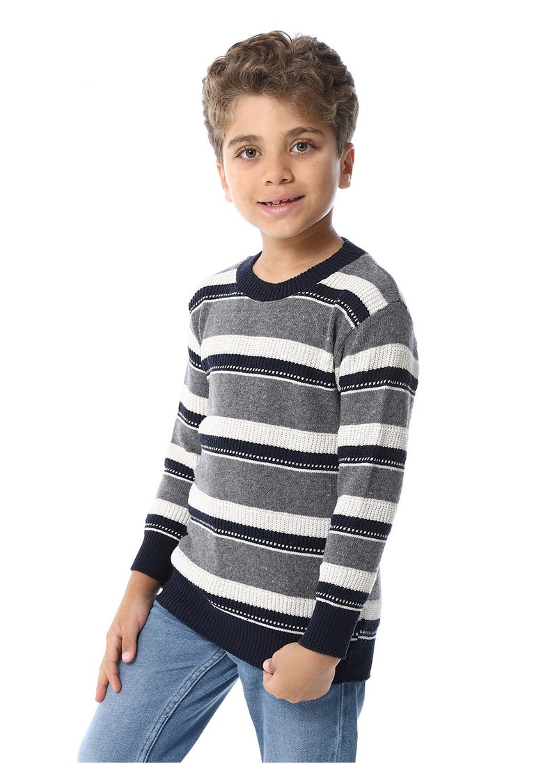 Andora - Regular Fit Slip On Boys Pullover_ Grey, Navy Blue & Off White - Image 1