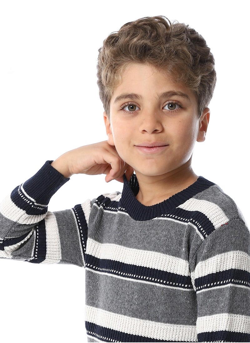Andora - Regular Fit Slip On Boys Pullover_ Grey, Navy Blue & Off White - Image 1