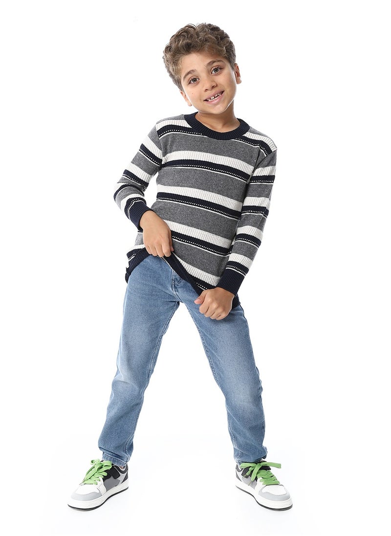 Andora - Regular Fit Slip On Boys Pullover_ Grey, Navy Blue & Off White - Image 1