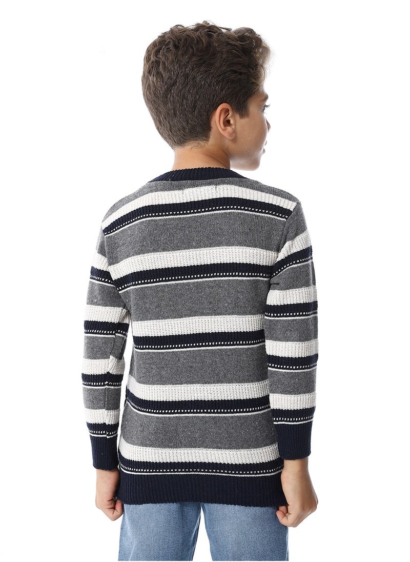 Andora - Regular Fit Slip On Boys Pullover_ Grey, Navy Blue & Off White - Image 1