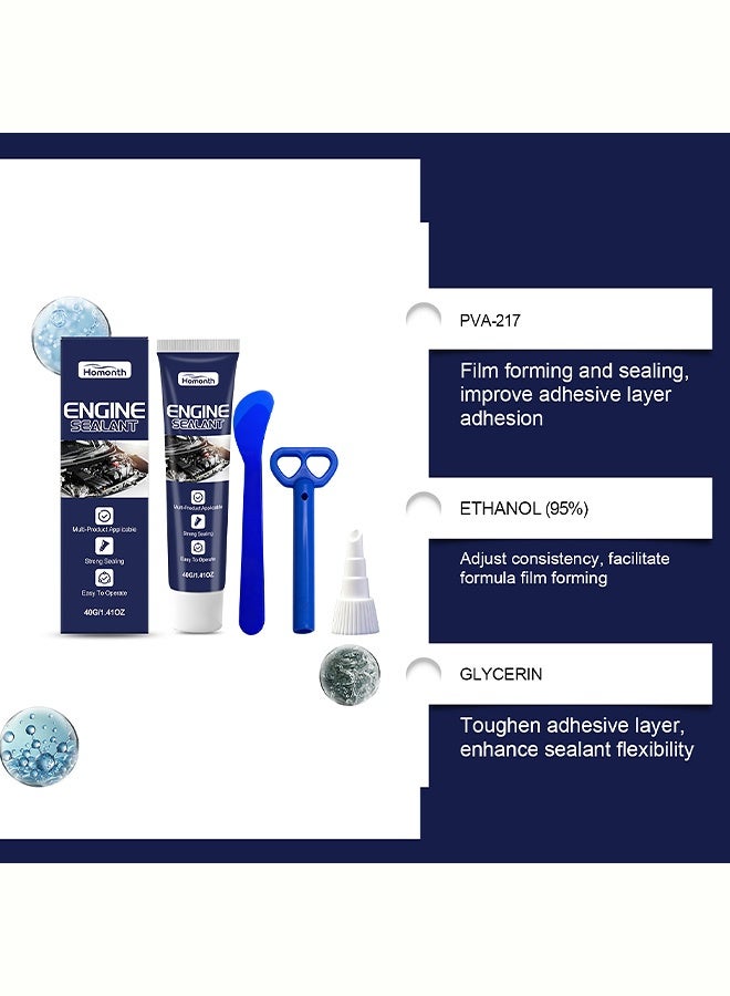 Homonth Engine sealant - Suitable for automotive and motorcycle engines. It provides effective sealing and waterproofing for the engine, dries quickly, has no odor. Comes with 40g in a tube, 1 scraper, 1 roller extruder and 1 nozzle - Image 4