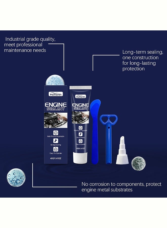 Homonth Engine sealant - Suitable for automotive and motorcycle engines. It provides effective sealing and waterproofing for the engine, dries quickly, has no odor. Comes with 40g in a tube, 1 scraper, 1 roller extruder and 1 nozzle - Image 5