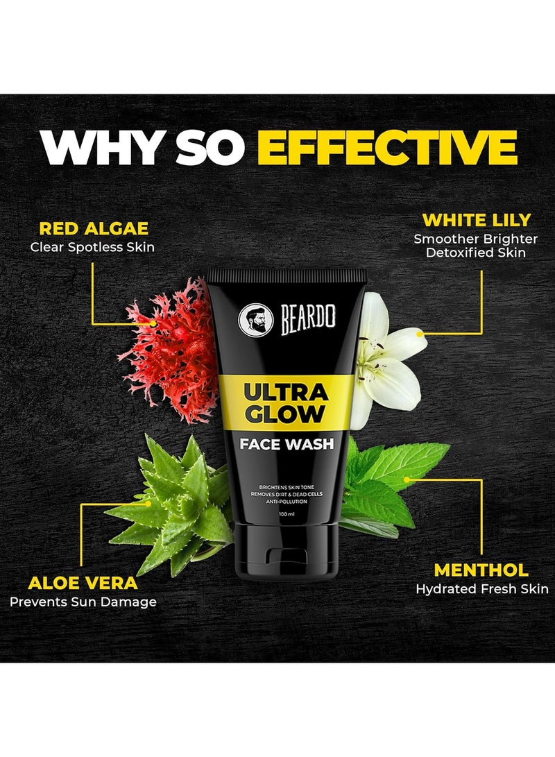 بيردو غسول الوجه ألتراغلو للرجال | الطحالب الحمراء والزنبق الأبيض والمنثول لبشرة مشرقة ومرطبة ومنتعشة | غسول الوجه لتفتيح لون البشرة وإشراقها | مناسب لجميع أنواع البشرة | 100 مل - Image 3