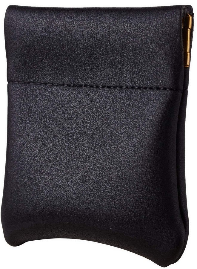 Travelambo Leather Squeeze Coin Purse Pouch Change Holder For Men & Women 2 pcs set (Black) - Image 3