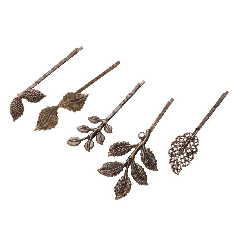 minkissy 10PCS Leaf Hair Clip Vintage Hair Pin Retro Bobby Pin Delicate Bronze Hair Barrette Ornament for Women Girl 12345 - Image 4
