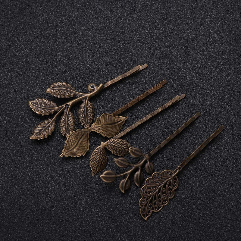 minkissy 10PCS Leaf Hair Clip Vintage Hair Pin Retro Bobby Pin Delicate Bronze Hair Barrette Ornament for Women Girl 12345 - Image 2