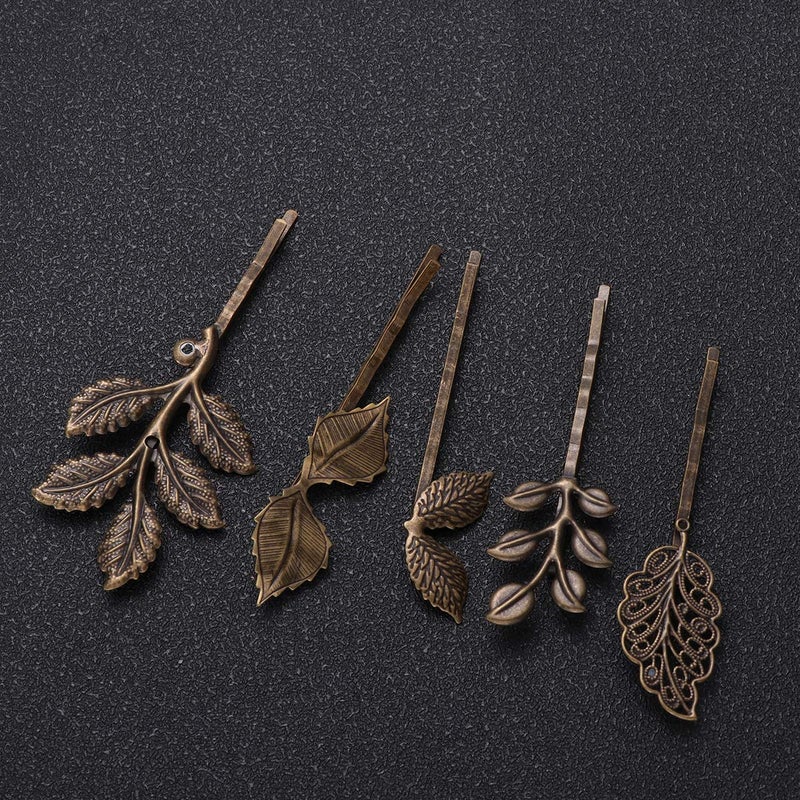 minkissy 10PCS Leaf Hair Clip Vintage Hair Pin Retro Bobby Pin Delicate Bronze Hair Barrette Ornament for Women Girl 12345 - Image 5