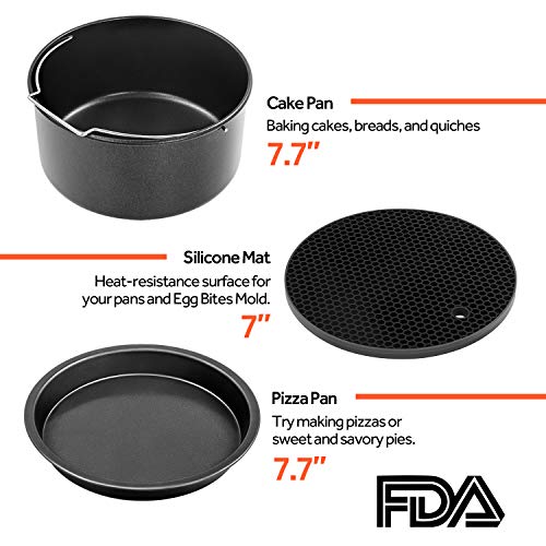COSORI Air Fryer Accessories, Set of 6 Perfect for Most 5.0 Qt and Larger Ovens, Cake & Pizza Pan, Metal Holder, Rack & Skewers, etc, BPA Free, Nonstick, Dishwasher Safe, 5.8 QT, Black - Image 5