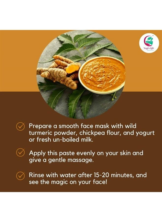 YOGI'S GIFT – Celebrating health - Kasturi Turmeric Powder for Skin Care | Wild Turmeric Powder | Aka Kasturi Manjal Powder | Best for Preparing Turmeric Face Mask | Get Clear and Glowing Skin Naturally | 100grams / 3.5 Oz pack - Image 1