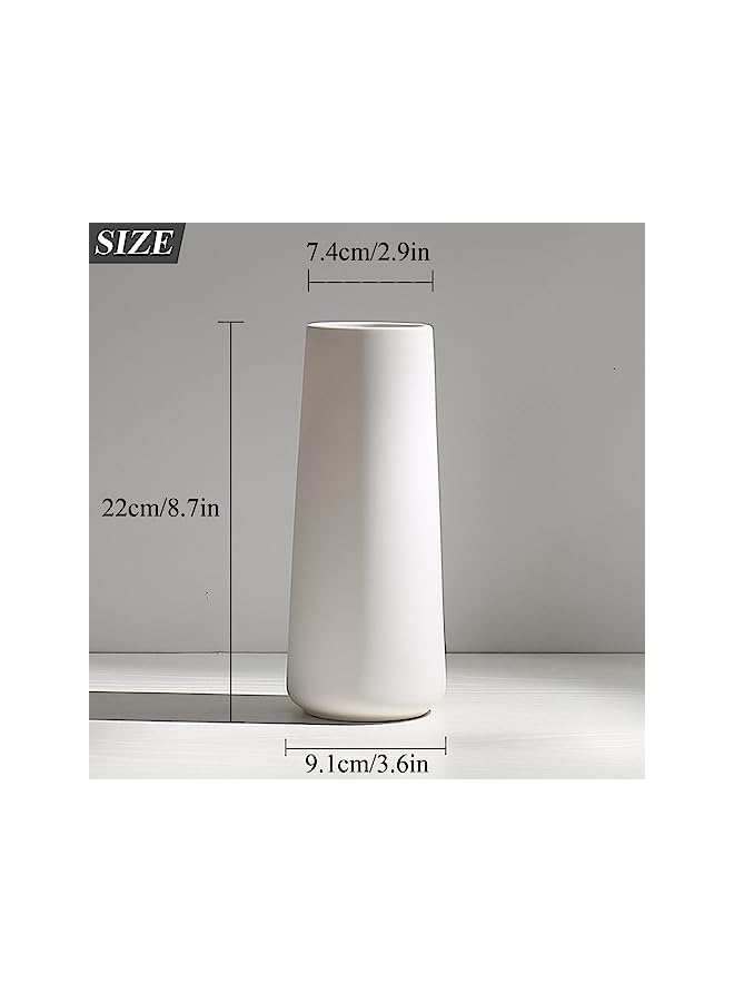 The Bros White Ceramic Vase Flower Vase for Modern Home Decor Minimalism Style White Vases for Flowers Pampas Flower Vases Modern Desk Aesthetic Room Decor - Image 2