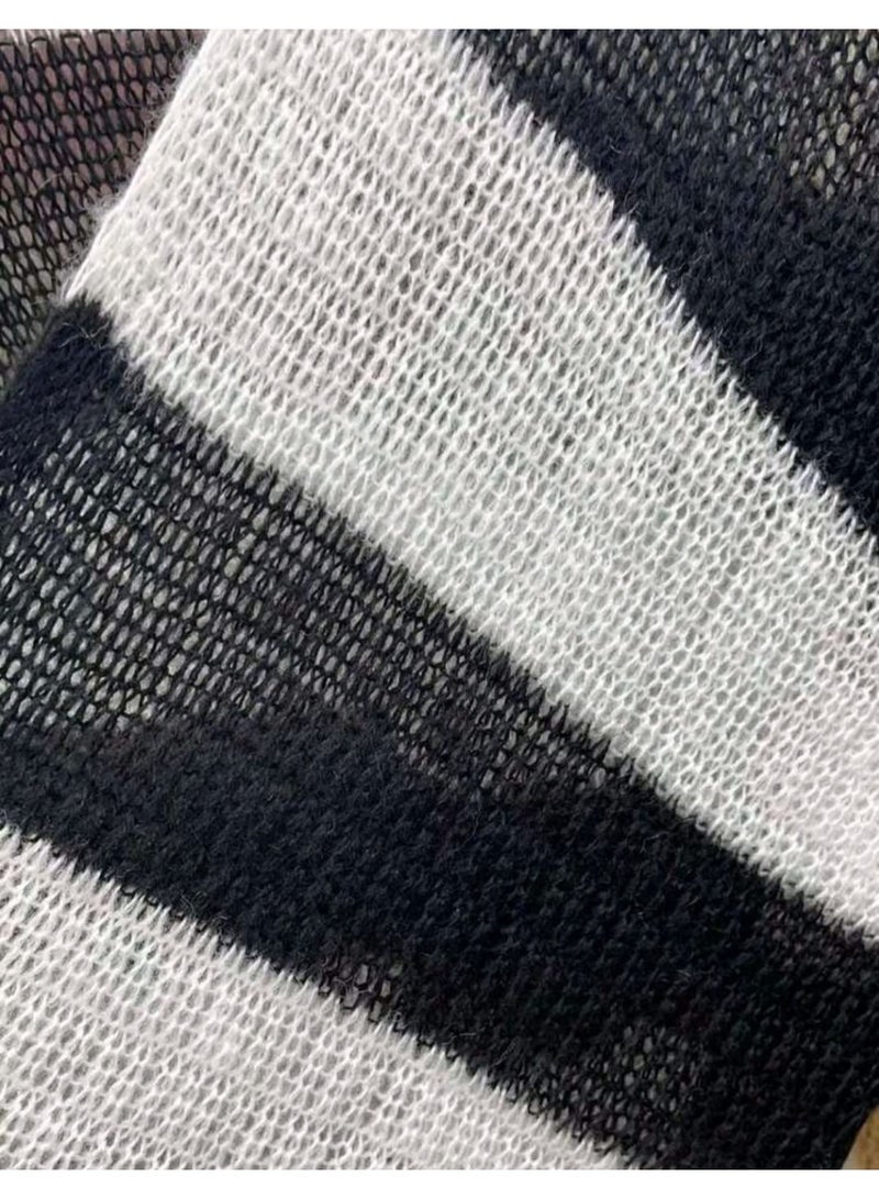 Shein 1pc Women Openwork Striped Cardigan - Image 4